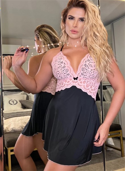 CAMISOLA - LIZA - PRETO/ROSE