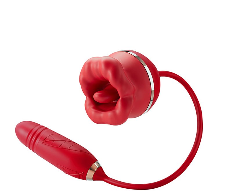 VIBRADOR - RECARREGAVEL - BOCA E LINGUA - VAI E VEM - VERMELHO