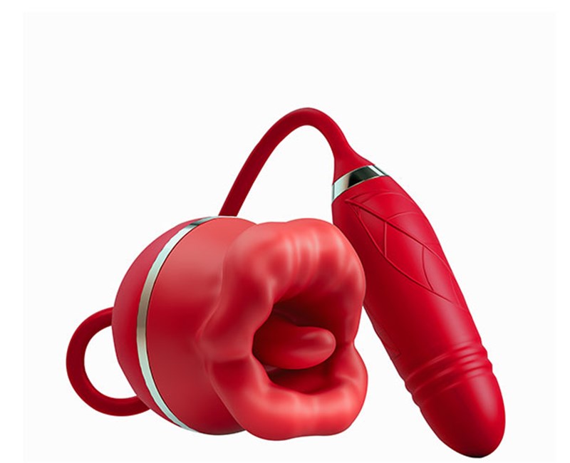 VIBRADOR - RECARREGAVEL - BOCA E LINGUA - VAI E VEM - VERMELHO
