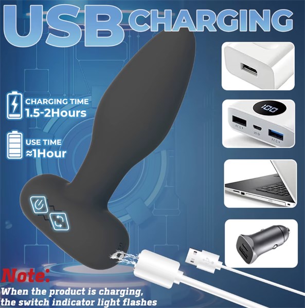 PLUG ANAL / PROSTATA - POWER ROTATION 360° - PRETO