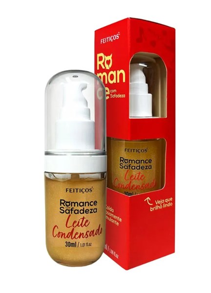 GEL ESTIMULANTE BEIJAVEL - COM GLITTER - ROMANCE COM SAFADEZA - LEITE CONDENSADO