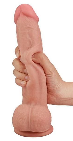 PROTESE MASTURBADORA COM ESCROTO E VENTOSA 9.0" - 24X4,3CM - MARROM
