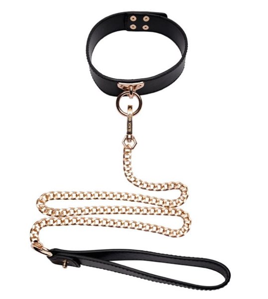 COLEIRA BDSM COM GUIA DE CORRENTE DOURADA E ALÇA DE COURO