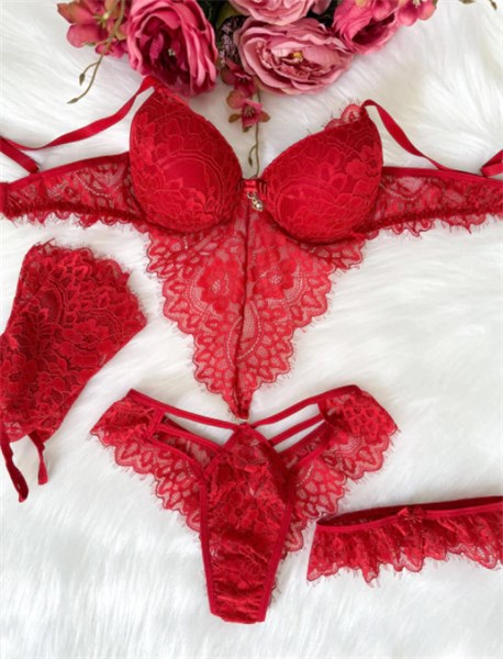 BODY SEVILHA COM ACESSÓRIOS - 4 PEÇAS - VERMELHO