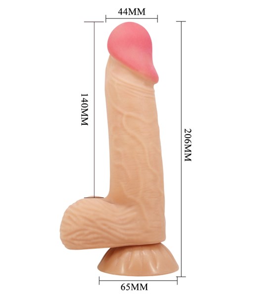 PROTESE MASTURBADORA COM ESCROTO E VENTOSA 8,1" - 20,6X4,4CM - BEGE