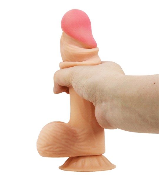 PROTESE MASTURBADORA COM ESCROTO E VENTOSA 8,1" - 20,5X4,4CM - BEGE