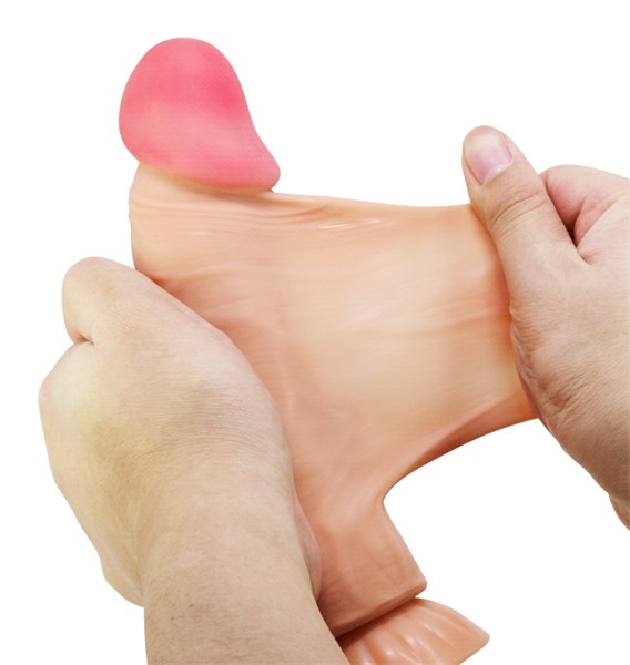 PROTESE MASTURBADORA COM ESCROTO E VENTOSA 8,1" - 20,5X4,4CM - BEGE