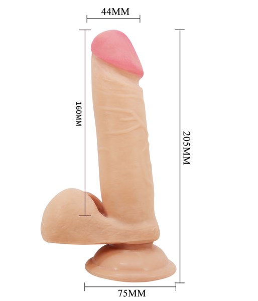 PROTESE MASTURBADORA COM ESCROTO E VENTOSA 8,1" - 20,5X4,4CM - BEGE