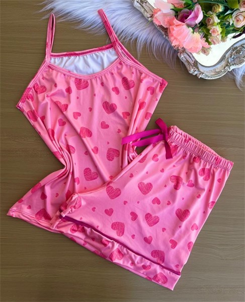 PIJAMA CURTO LOVE – 2 PEÇAS - ROSA
