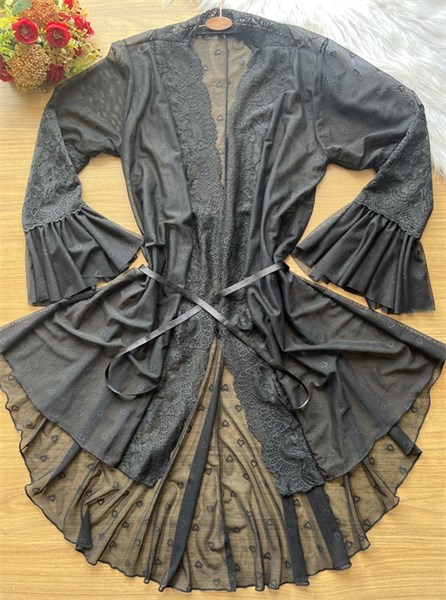 ROBE MANGA LONGA - VALÊNCIA - TAM UN - PRETO