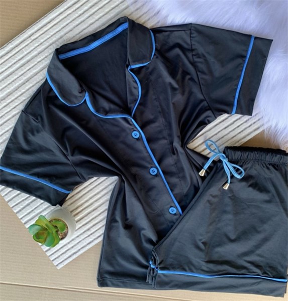 PIJAMA AMERICANO - MONTEVIDÉU – 2 PEÇAS - PRETO