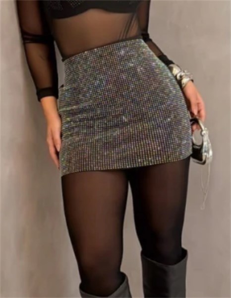 SAIA CRYSTAL - PRETO COM PEDRARIAS - TAM UN
