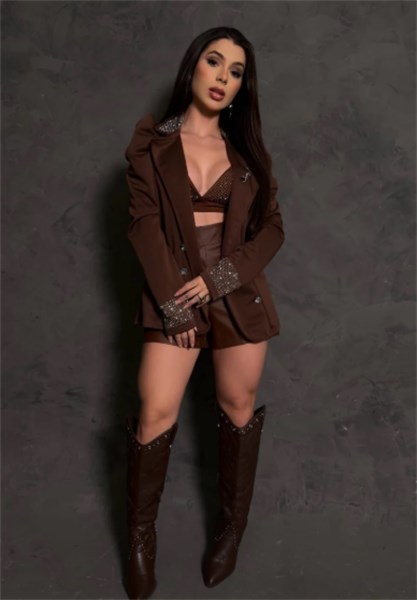 BLAZER PARIS - MARROM COM DETALHES EM PEDRARIAS - TAM UN