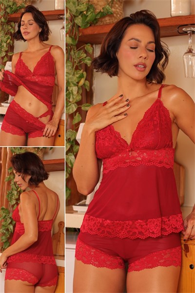 SHORT DOLL COM CALCINHA – VALENTINA - VERMELHO