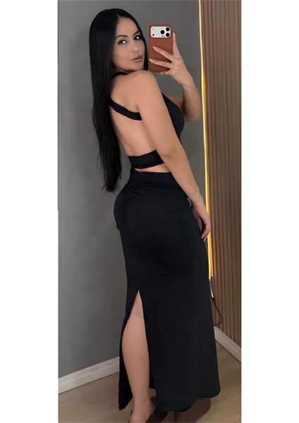 CONJUNTO SAIA LONGA E CROPPED - ATENAS - PRETO