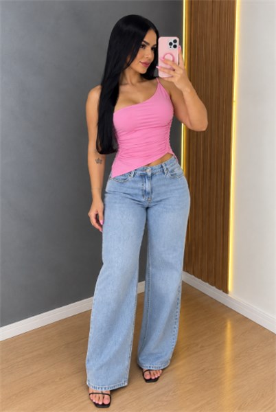 BLUSA OMBRO ÚNICO DRAPEADA - SARDENHA - ROSA