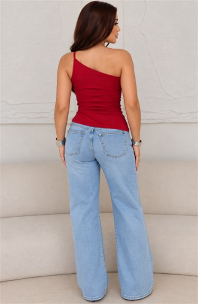 BLUSA OMBRO ÚNICO DRAPEADA - SARDENHA - VERMELHA