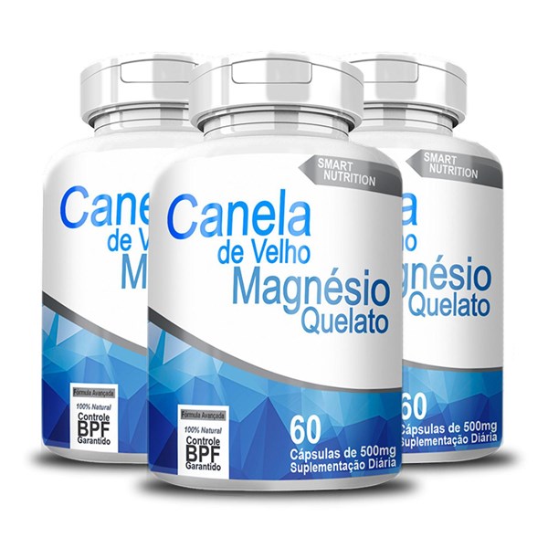 CANELA DE VELHO COM MAGNESIO QUELATO 500MG 60 CAPS SMART NUTRITION