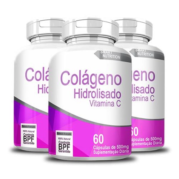 COLAGENO HIDROLISADO C/ VITAMINA C 60 CAPSULAS 500MG SMART NUTRITION