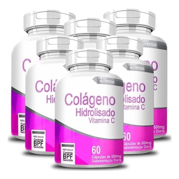 COLAGENO HIDROLISADO C/ VITAMINA C 60 CAPSULAS 500MG SMART NUTRITION