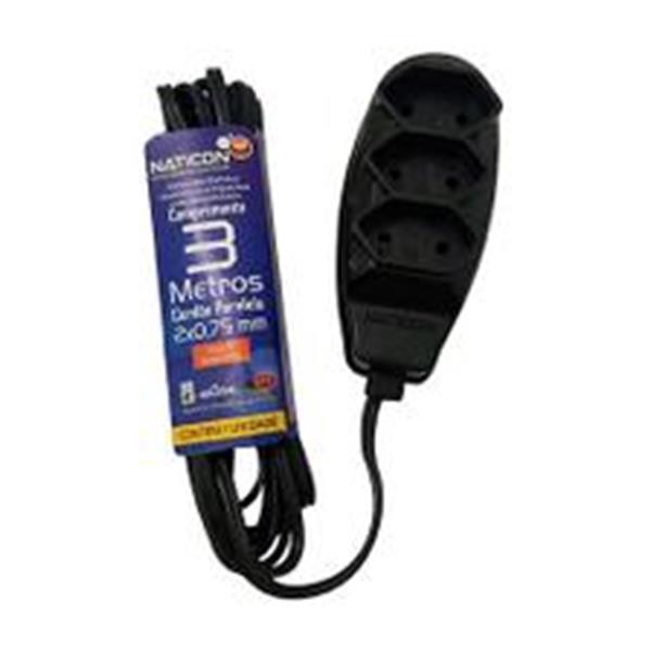 EXTENSAO TRIP.2P+T PP 0,75 PR. 3M 564 - NATICON
