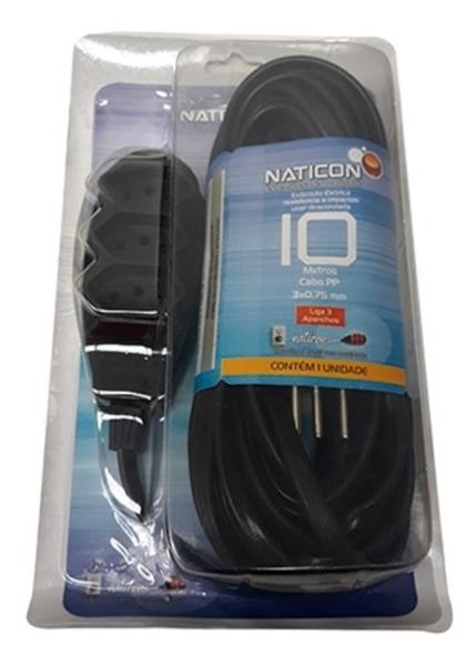 EXTENSAO TRIP.2P+T PP 0,75 PR.10M 566 - NATICON