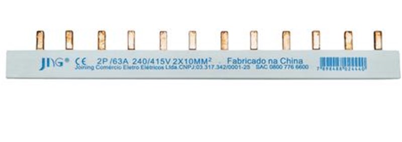 BARRAMENTO PENTE 2P 63A 12POLOS 2X10MM 240/415V - JNG