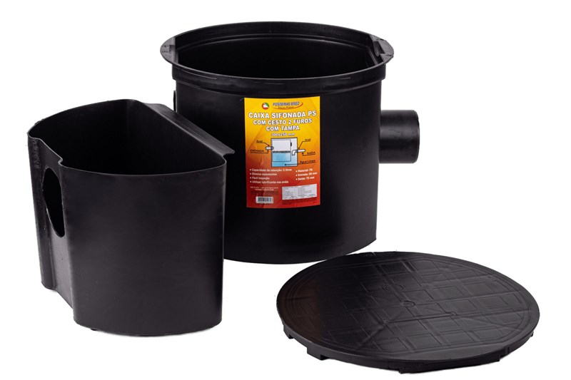CAIXA SIFONADA  COM CESTO 2 FUROS 300X250MM - PONTEIRAS BREC