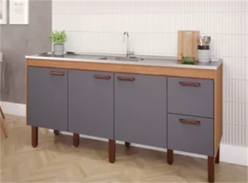 BALCAO COZ. SLIM 1,94 MT FREIJO/TITANIUM - MGM