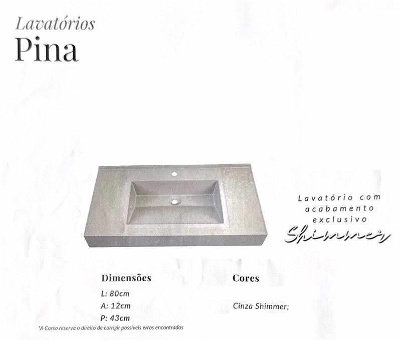 LAVATORIO SHIMMER ESSENZI 0,64 CINZA - CORSO