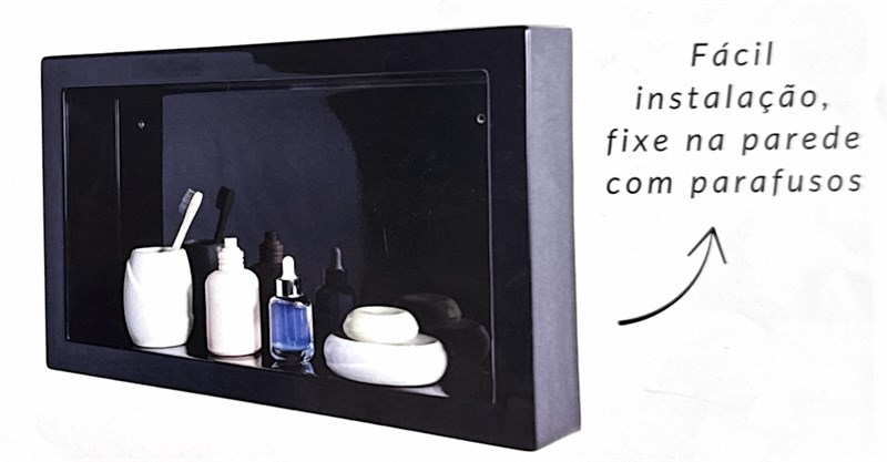 NICHO PARA BANHEIRO PRE MOLD 57X35 FIXAR PRETO - CORSO