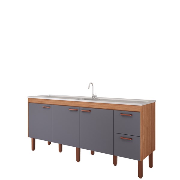 BALCAO COZ. SLIM 1,94 MT FREIJO/TITANIUM - MGM