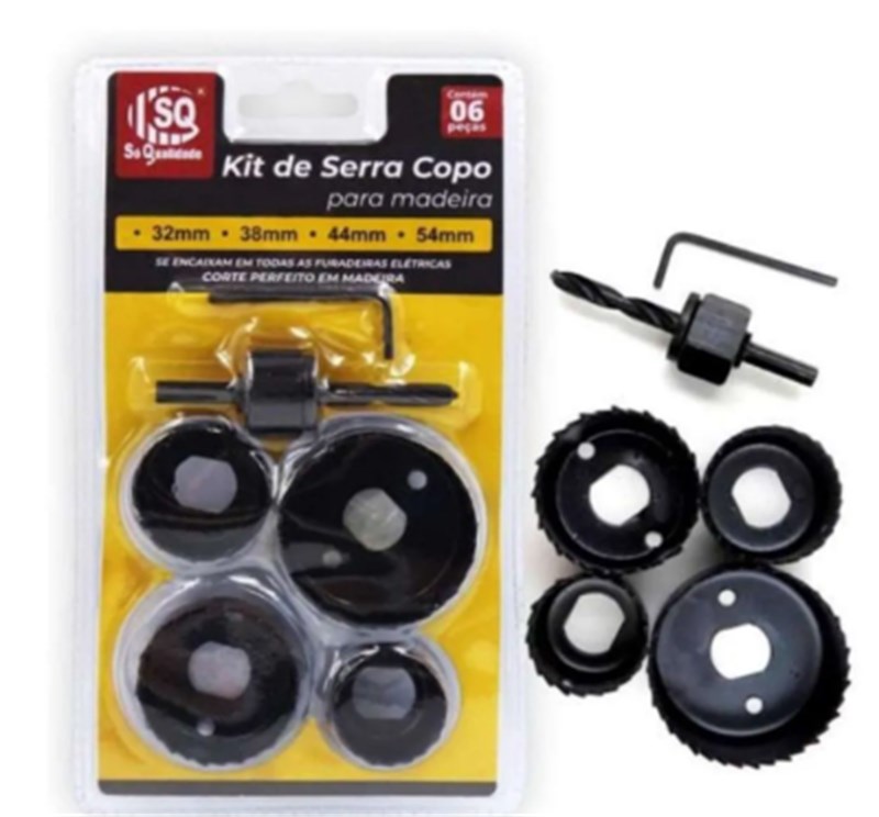 KIT SERRA COPO MADEIRA 6 PECAS - SQ SO QUALIDADE