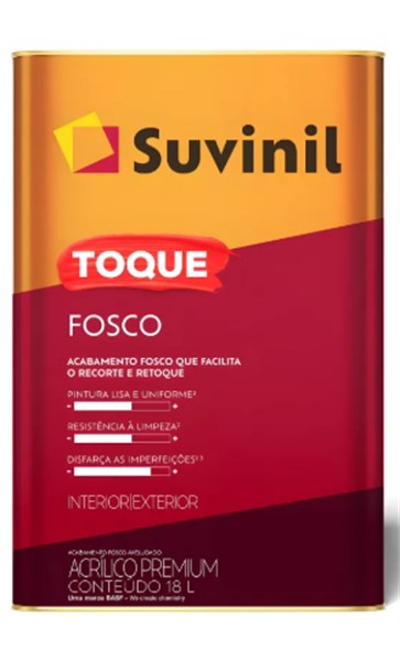 TINTA ACR PREM. 18L BRANCO INT/EXT. TOQUE FOSCO - SUVINIL