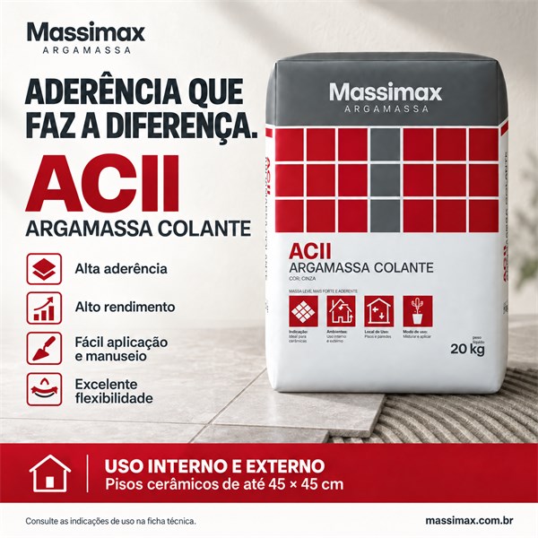 AC2 ARGAMASSA CERAMICA INT. EXT 20 KG - MASSIMAX