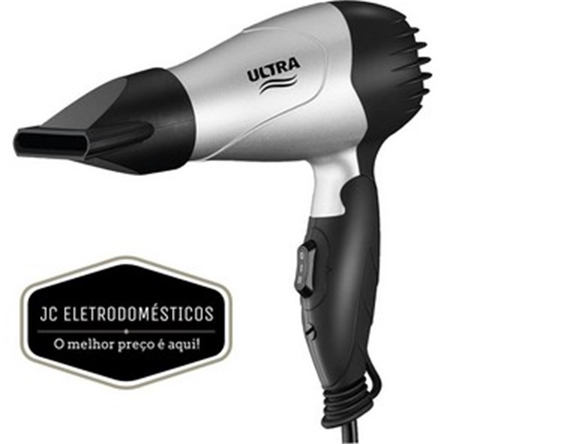 Secador de Cabelo Portátil Ultra SC-15 Preto e Prata Bivolt