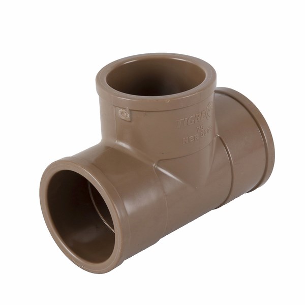 Tee soldavel 75mm PVC marrom