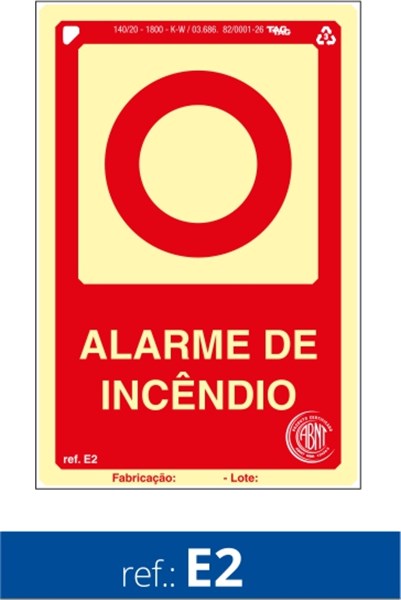 Placa de alarme de incendio 10x15cm 2mm
