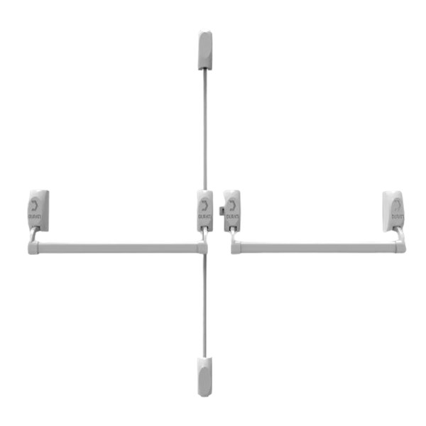 BARRA ANTIPANICO PUSH DUPLA FOLHA HORIZONTAL/ VERTICAL 1,20MT CINZA DISAFE - W2120D-HV-CZ INSTALADA URUGUAIANA