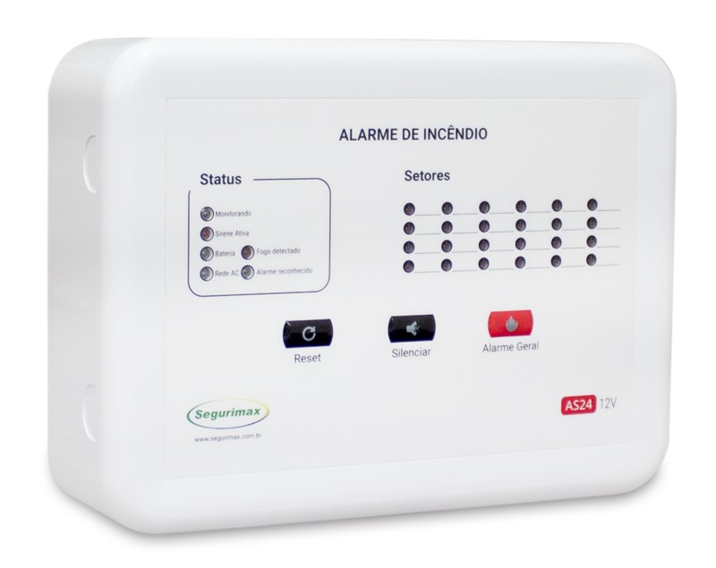 Central de alarme 24 setores 12v com bateria convencional segurimax