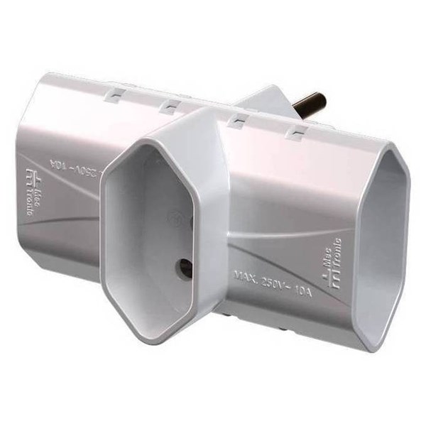Plug "T" 3 Saidas 2P+T 10A Mectronic