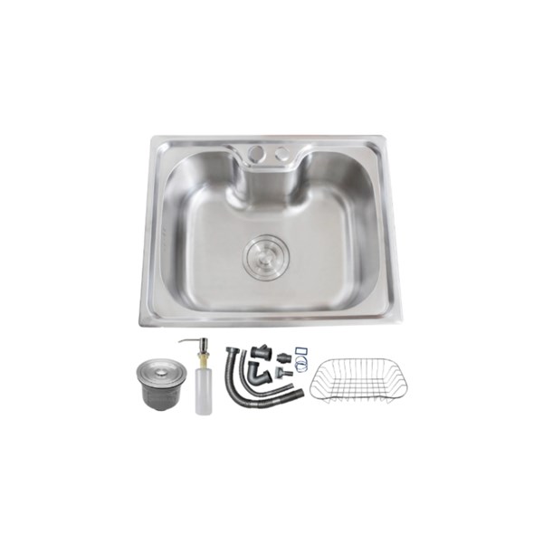 Cuba De Inox 201 - 50X40Cm Cesto + Válvula + Dispenser + Sifão