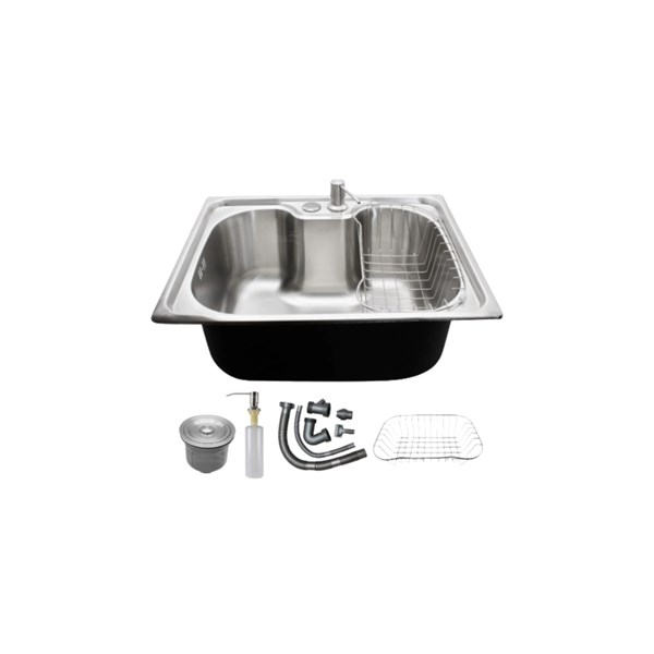 Cuba De Inox 201 - 60X40Cm Cesto + Válvula + Dispenser + Sifão