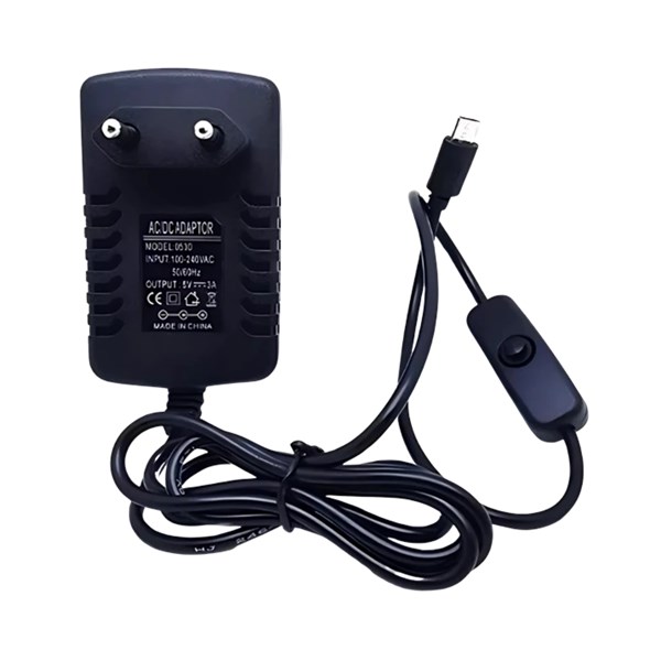 FONTE DE ALIMENTAÇÃO 5V,  MICRO-USB, COM BOTÃO DE POWER, COMPATÍVEL, RASPBERRY PI3