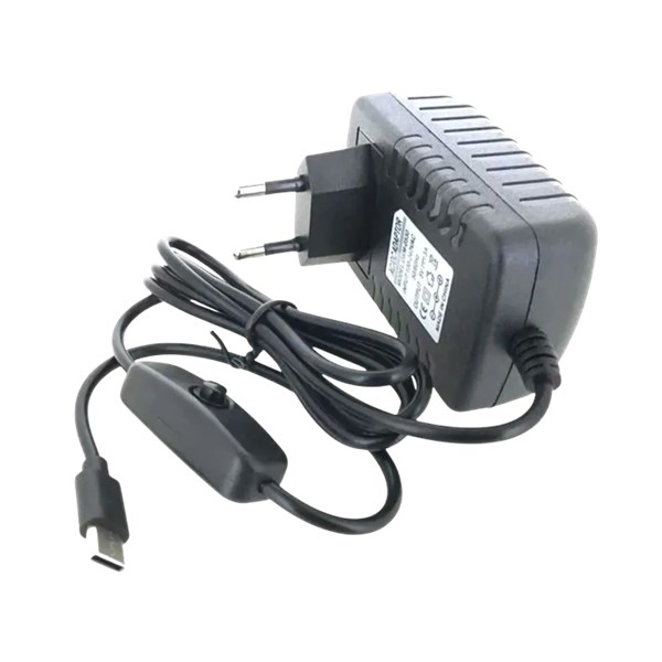 FONTE DE ALIMENTAÇÃO 5V,  MICRO-USB, COM BOTÃO DE POWER, COMPATÍVEL, RASPBERRY PI3