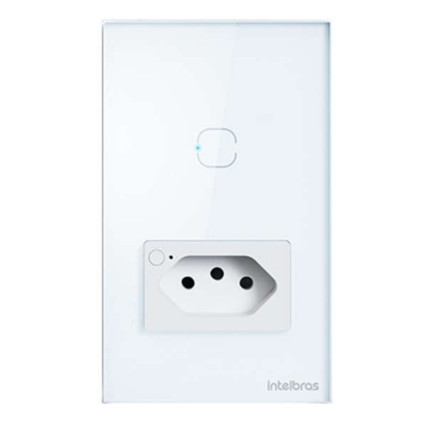 INTERRUPTOR SMART WI-FI TOUCH, 1 TECLA COM TOMADA, BRANCO