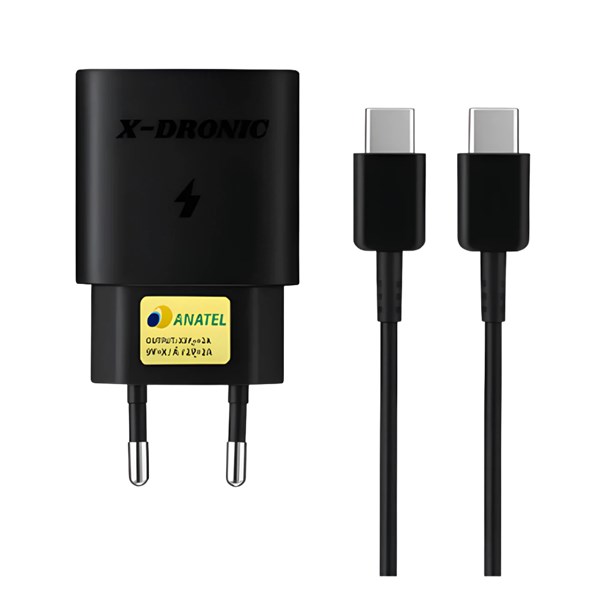 CARREGADOR + CABO 1M, USBC, BIVOLT, PRETO