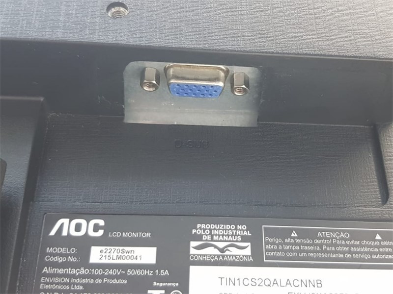 MONITOR LED 21.5", AOC, E2270SWN, SEMINOVO