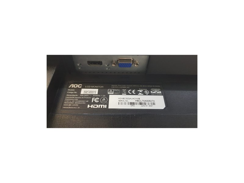 MONITOR LED 23.6", AOC, M2470SWH2, SEMINOVO