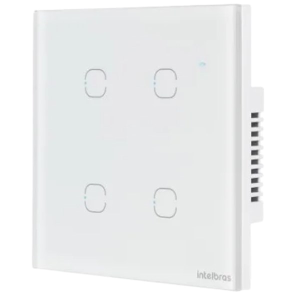 INTERRUPTOR TOUCH, INTELBRAS, SMART, WI-FI, 4 TECLAS, EWS 1004, BRANCO